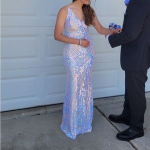 multicolor/white long shiny dress